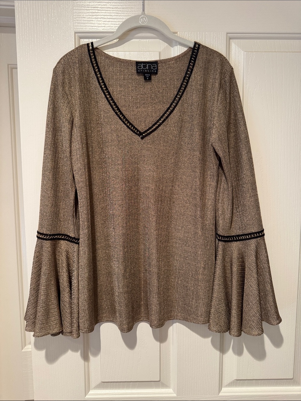 Atina Cristina V-Neck Bell Sleeve Top size M